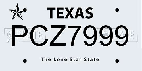 PCZ7999 Texas License Plate