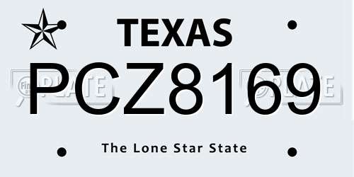 PCZ8169 Texas License Plate