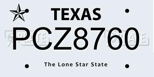 PCZ8760 Texas License Plate