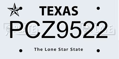 PCZ9522 Texas License Plate