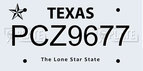 PCZ9677 Texas License Plate