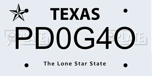 PD0G4O Texas License Plate