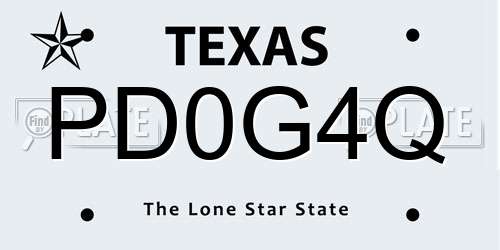 PD0G4Q Texas License Plate