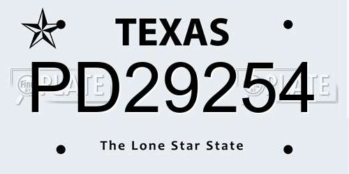 PD29254 Texas License Plate