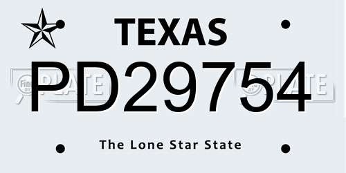PD29754 Texas License Plate