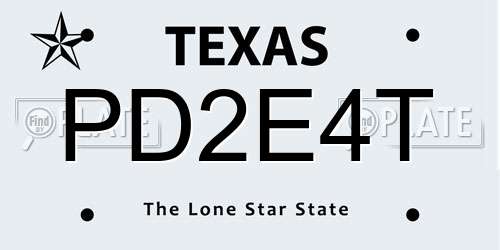 PD2E4T Texas License Plate