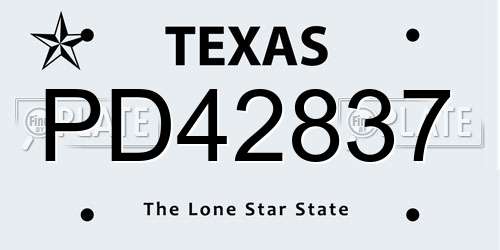 PD42837 Texas License Plate
