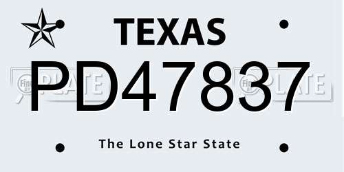 PD47837 Texas License Plate