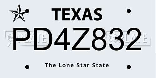 PD4Z832 Texas License Plate