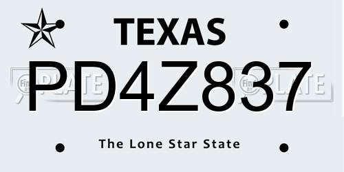 PD4Z837 Texas License Plate