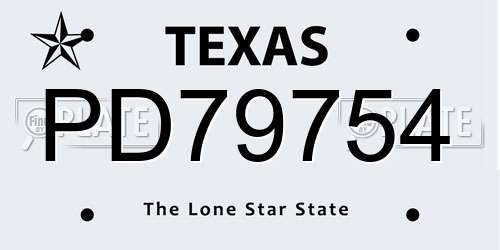 PD79754 Texas License Plate