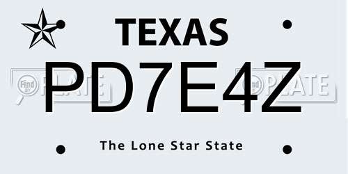 PD7E4Z Texas License Plate