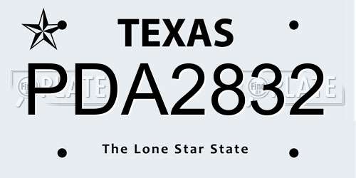 PDA2832 Texas License Plate