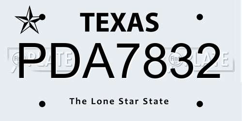 PDA7832 Texas License Plate
