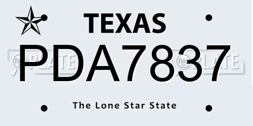 PDA7837 Texas License Plate