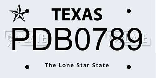 PDB0789 Texas License Plate