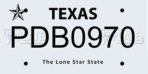 PDB0970 Texas License Plate
