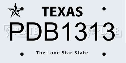 PDB1313 Texas License Plate