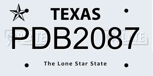 PDB2087 Texas License Plate
