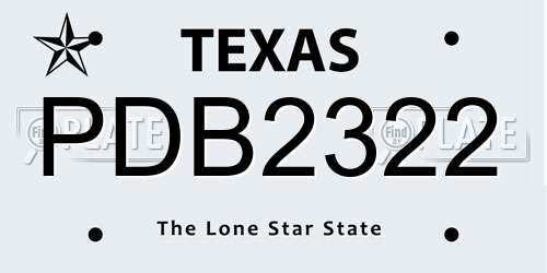 PDB2322 Texas License Plate