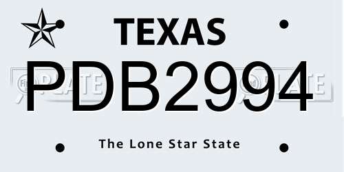 PDB2994 Texas License Plate