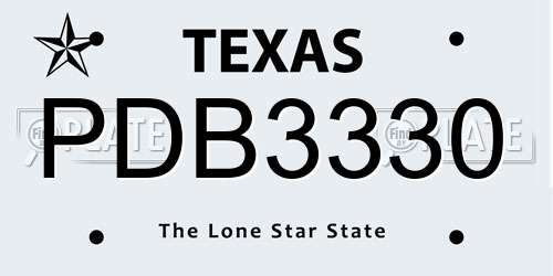 PDB3330 Texas License Plate