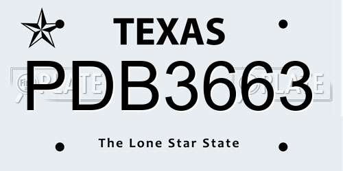 PDB3663 Texas License Plate