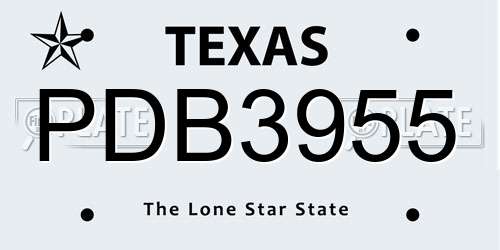 PDB3955 Texas License Plate