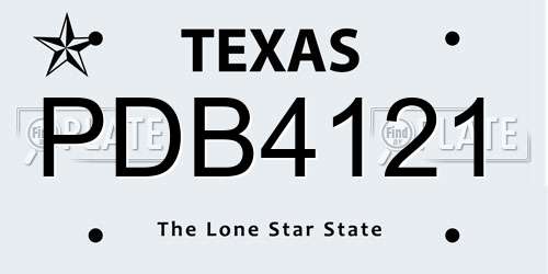 PDB4121 Texas License Plate