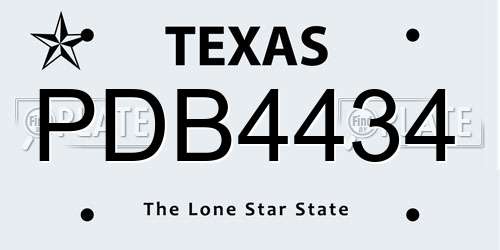 PDB4434 Texas License Plate