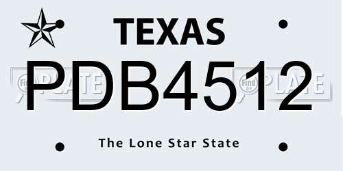 PDB4512 Texas License Plate