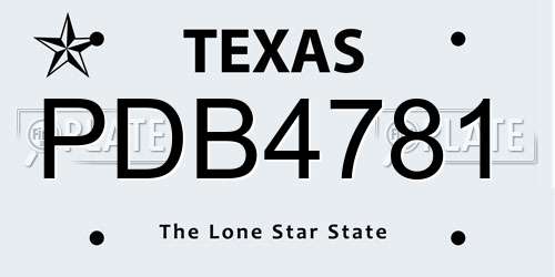 PDB4781 Texas License Plate