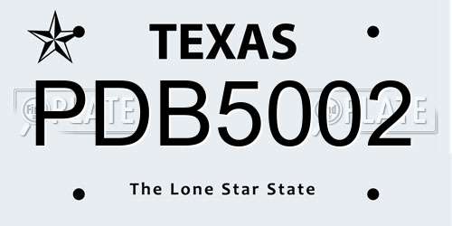 PDB5002 Texas License Plate