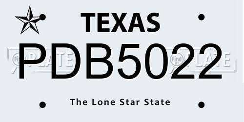 PDB5022 Texas License Plate