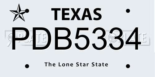 PDB5334 Texas License Plate