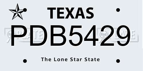 PDB5429 Texas License Plate