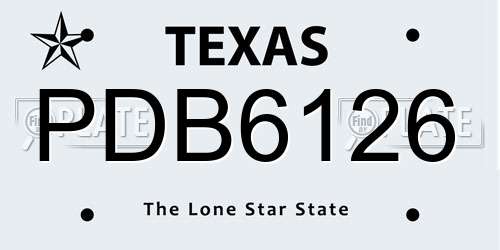 PDB6126 Texas License Plate