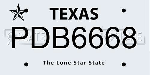 PDB6668 Texas License Plate
