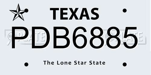 PDB6885 Texas License Plate
