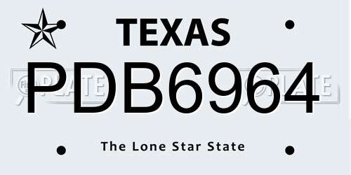 PDB6964 Texas License Plate