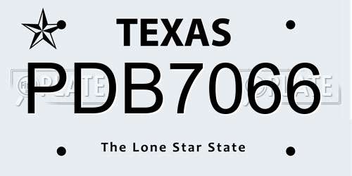 PDB7066 Texas License Plate