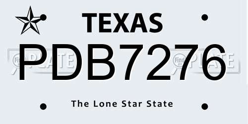 PDB7276 Texas License Plate