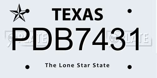 PDB7431 Texas License Plate