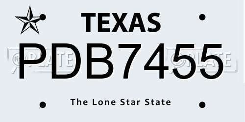 PDB7455 Texas License Plate