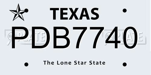 PDB7740 Texas License Plate