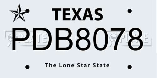 PDB8078 Texas License Plate