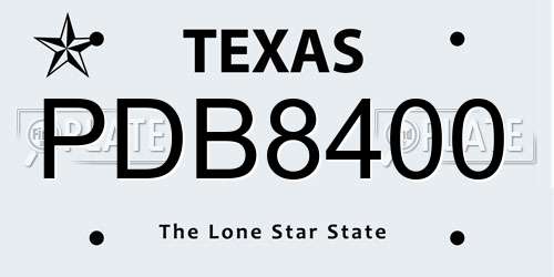 PDB8400 Texas License Plate