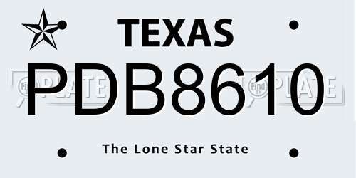 PDB8610 Texas License Plate