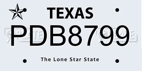 PDB8799 Texas License Plate