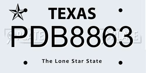 PDB8863 Texas License Plate
